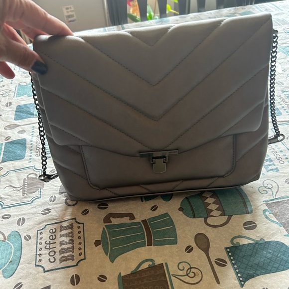 Gray Quilted Chain Shoulder Bag - Picture 1 of 6